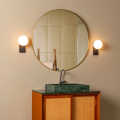 Lucide TASSA - Wandlamp Badkamer - LED Dim to warm - 1x10W 1800K/3000K - IP44 - Zwart - sfeer 1